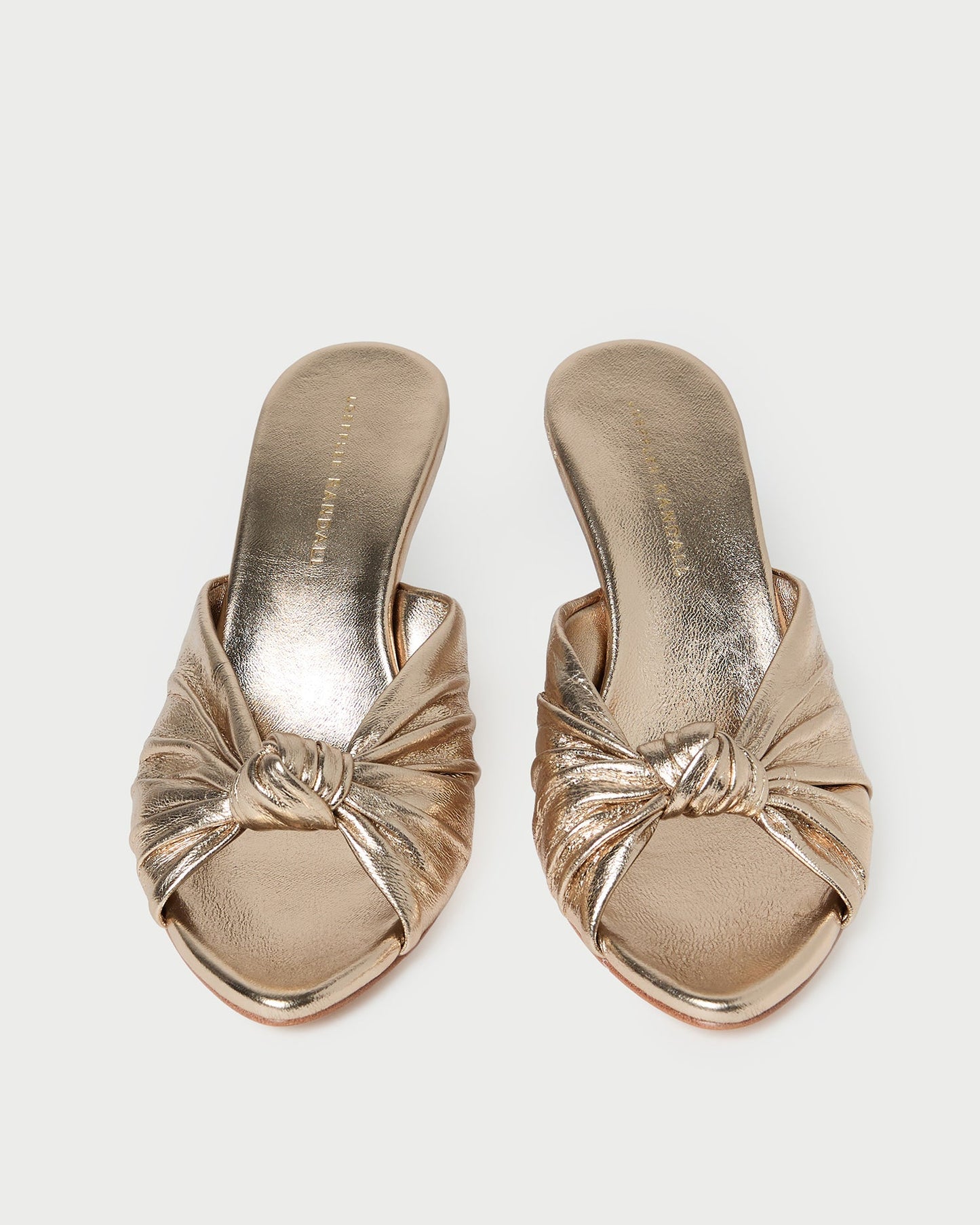 Marsy Champagne Leather Knot Wedge