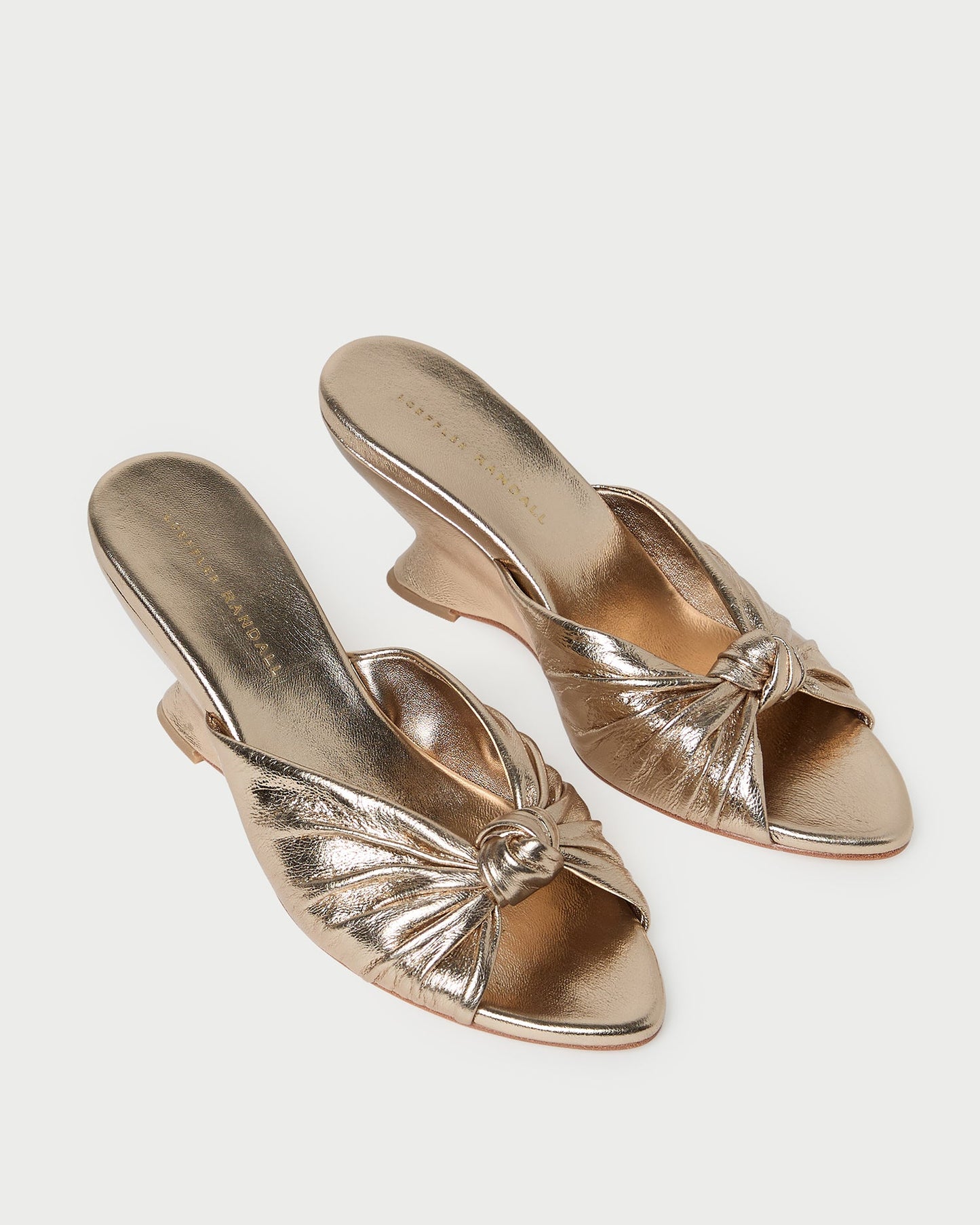 Marsy Champagne Leather Knot Wedge